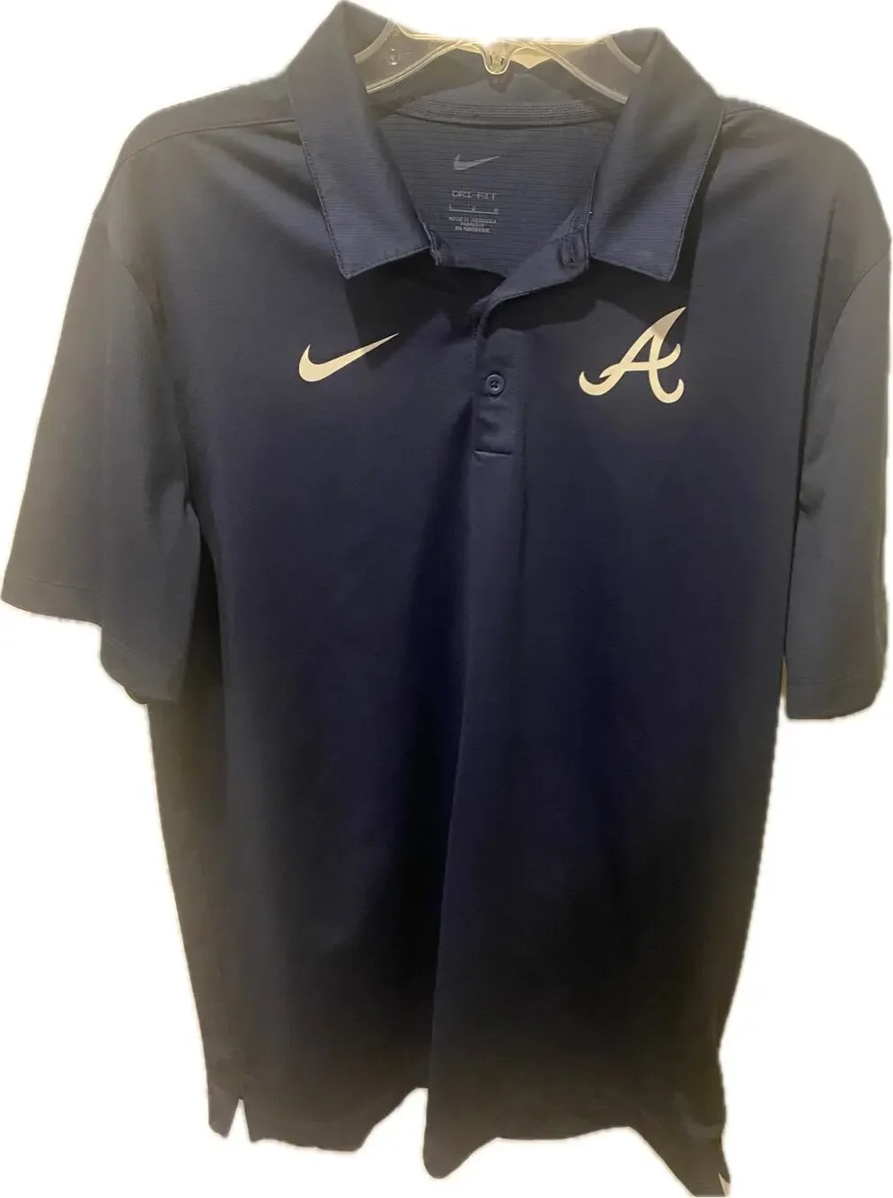 Atlanta Braves Nike Striped Victory Polo Shirt - Men's Large - Navy